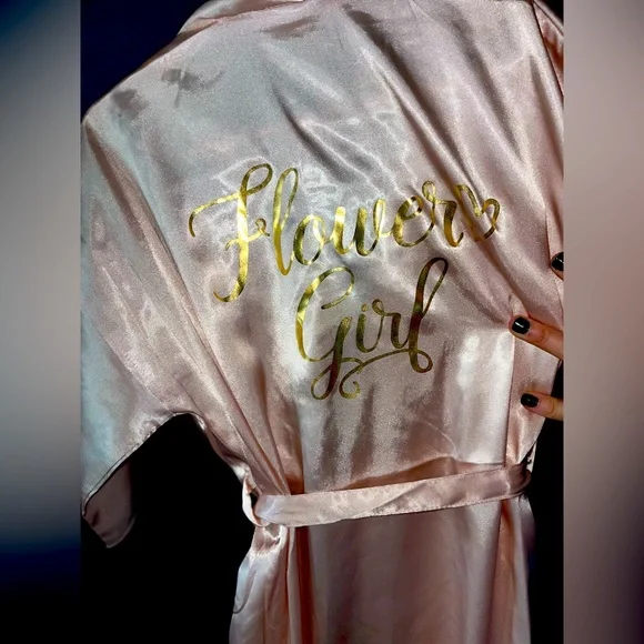 *Flower Girl Add-On’s - Tiara & “Flower Girl” Gold Lettering Silk Robe
